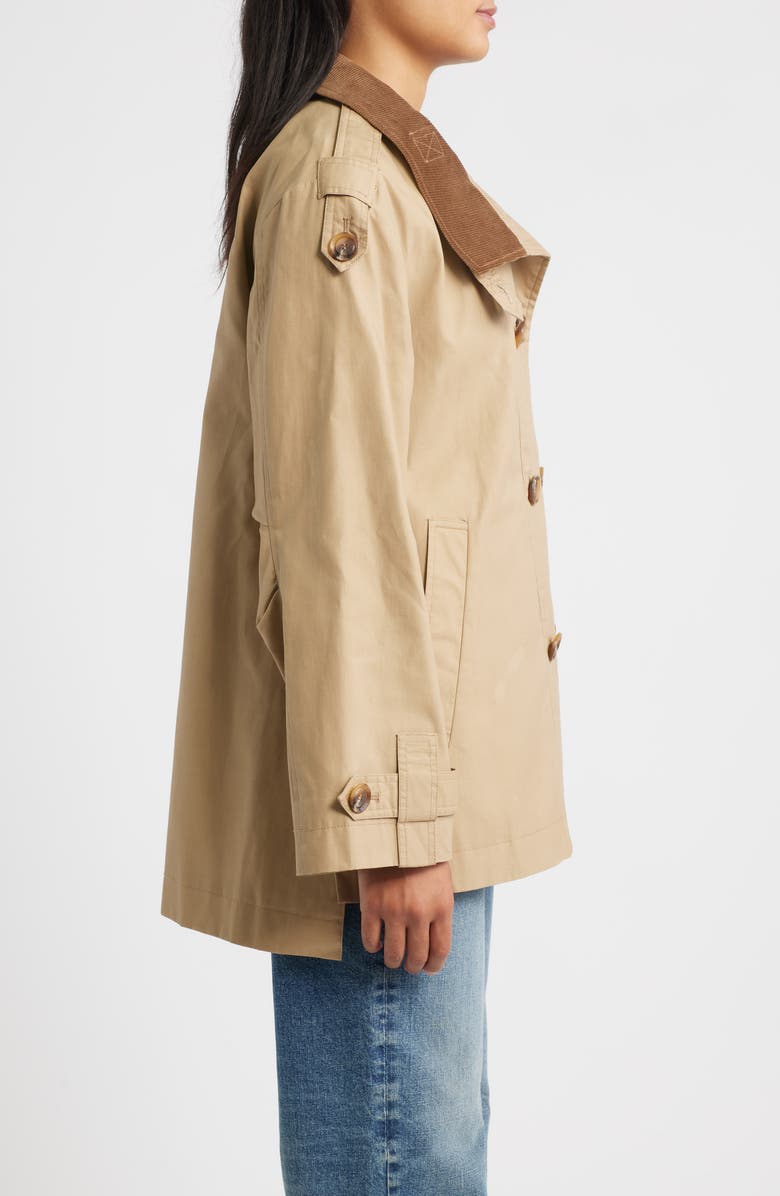 Sam Edelman Courduroy Stand Collar Cotton Trench Coat, Alternate, color, Sand