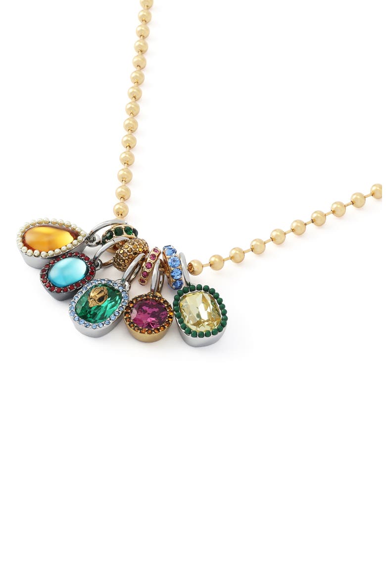 Stone Ball Chain Charm Necklace, Alternate, color, MULTI
