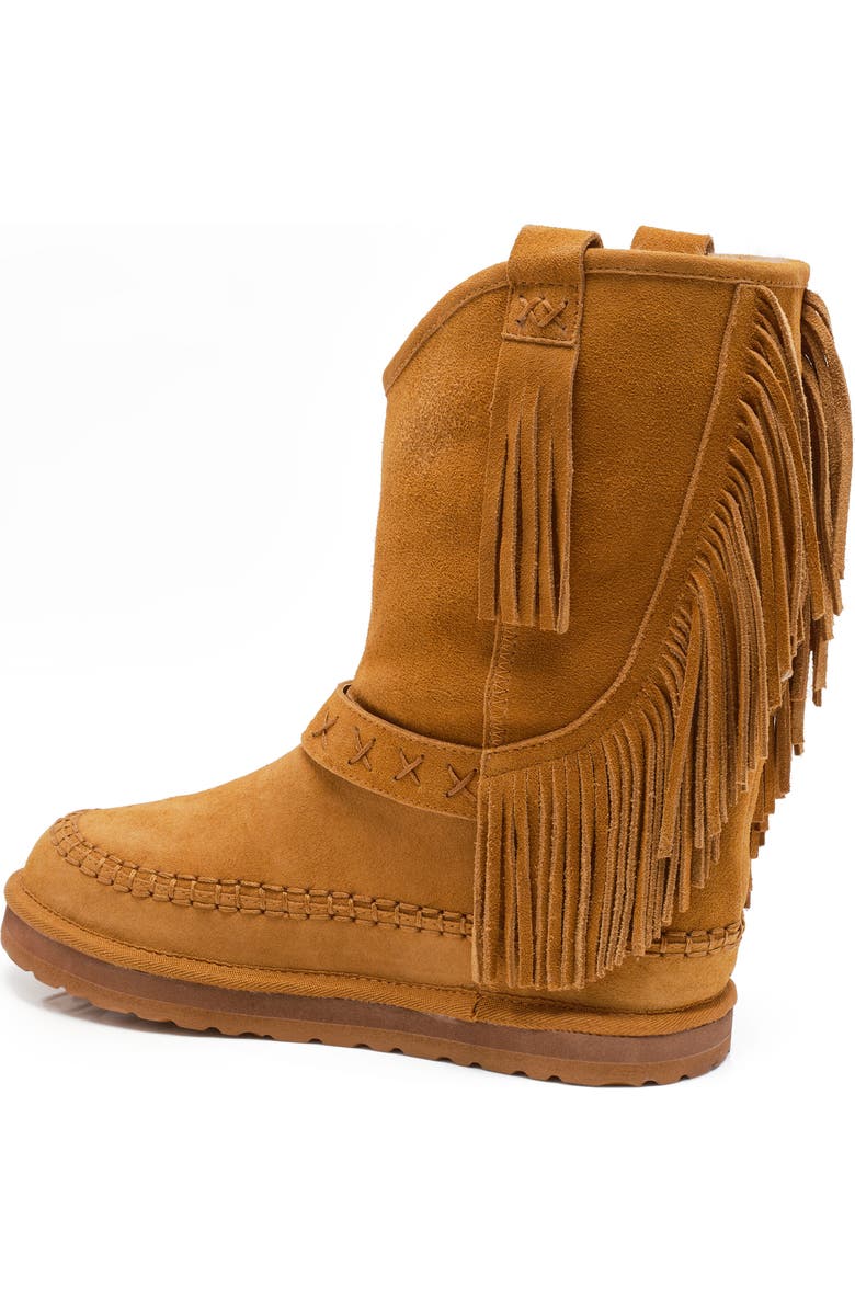 Free People Faye Fringe Faux Fur Boot, Alternate, color, Toffee Suede