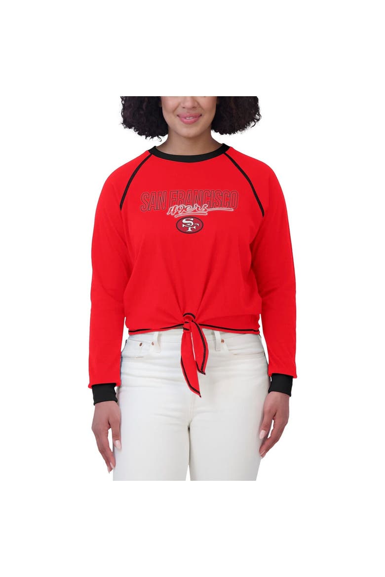 Women's WEAR by Erin Andrews Scarlet San Francisco 49ers Tie-Front Long Sleeve T-Shirt, Alternate, color, Scarlet