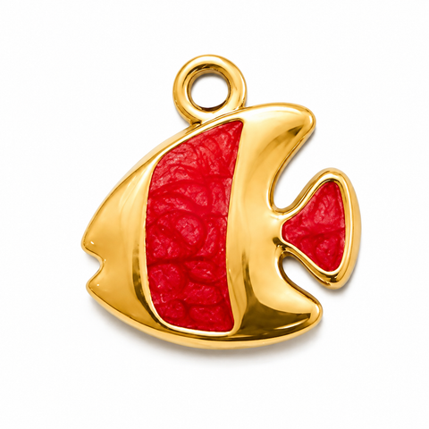 18K Yellow Gold Plated Marbled Acrylic Fish Charm