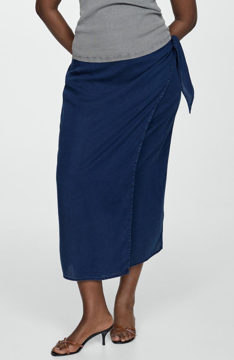 MANGO Denim Sarong Skirt, Alternate, color, 