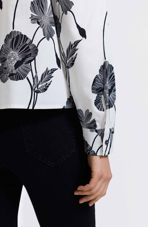 Foxcroft Marina Poppy Print Cotton Button-up Shirt