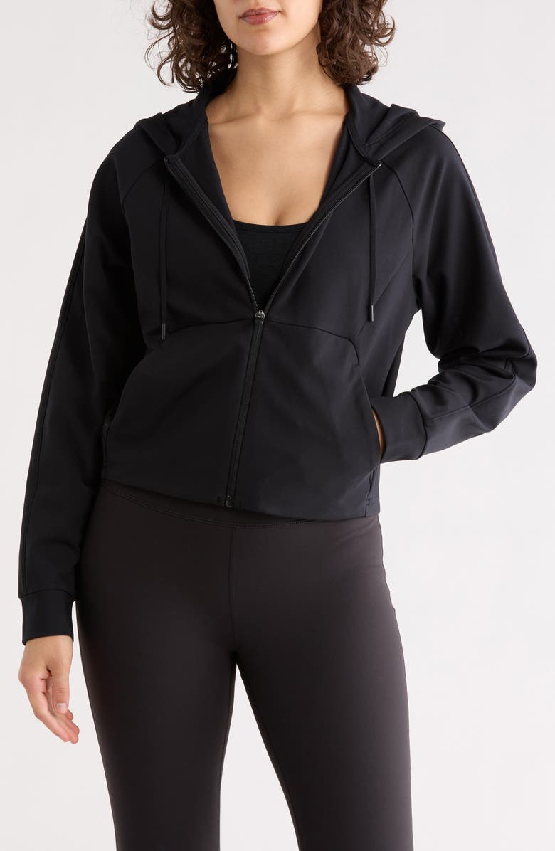 90 DEGREE BY REFLEX Superflex Fleece Raleigh Hoodie, Main, color, Black