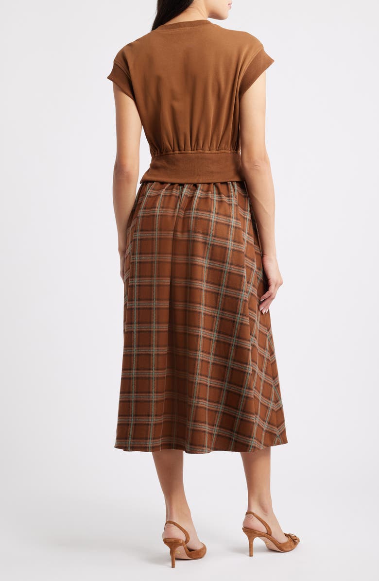 ZOE AND CLAIRE Short Sleeve French Terry Maxi Dress, Alternate, color, Brown