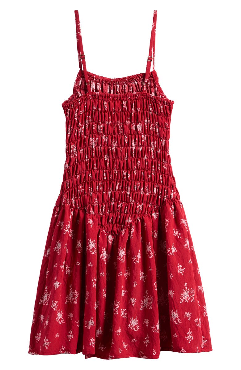 Walking on Sunshine Kids' Smocked Drop Waist Dress, Alternate, color, Red Spaced Floral