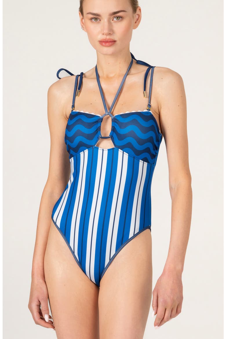 Porcelain Wave Reversible One Piece Swimsuit, Alternate, color, White