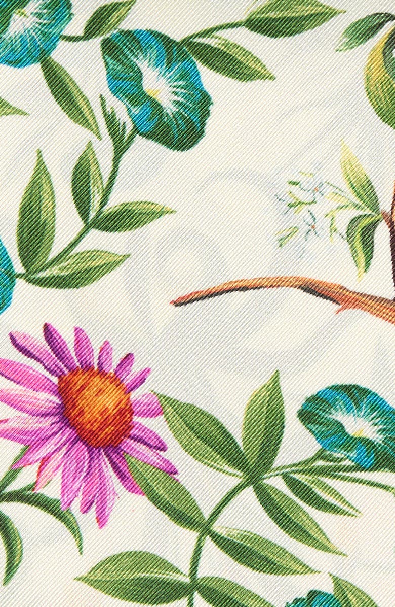 CLIFTON WILSON Olive Floral Silk Pocket Square, Alternate, color, Olive