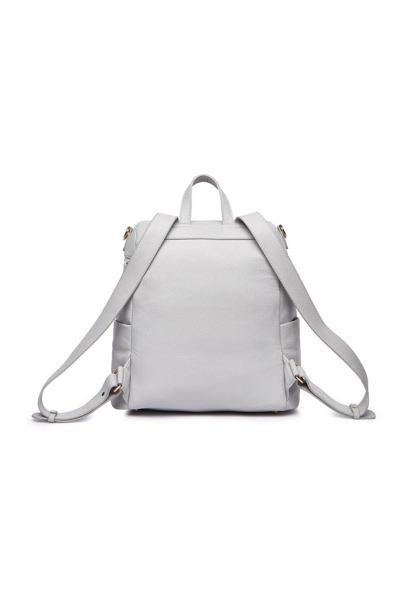 Monaco Faux Leather Diaper Backpack, Alternate, color, STONE GREY