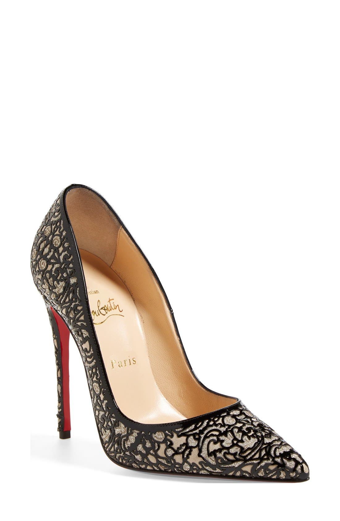 'So Pretty' Pointy Toe Pump, Main, color, BLACK / SILVER