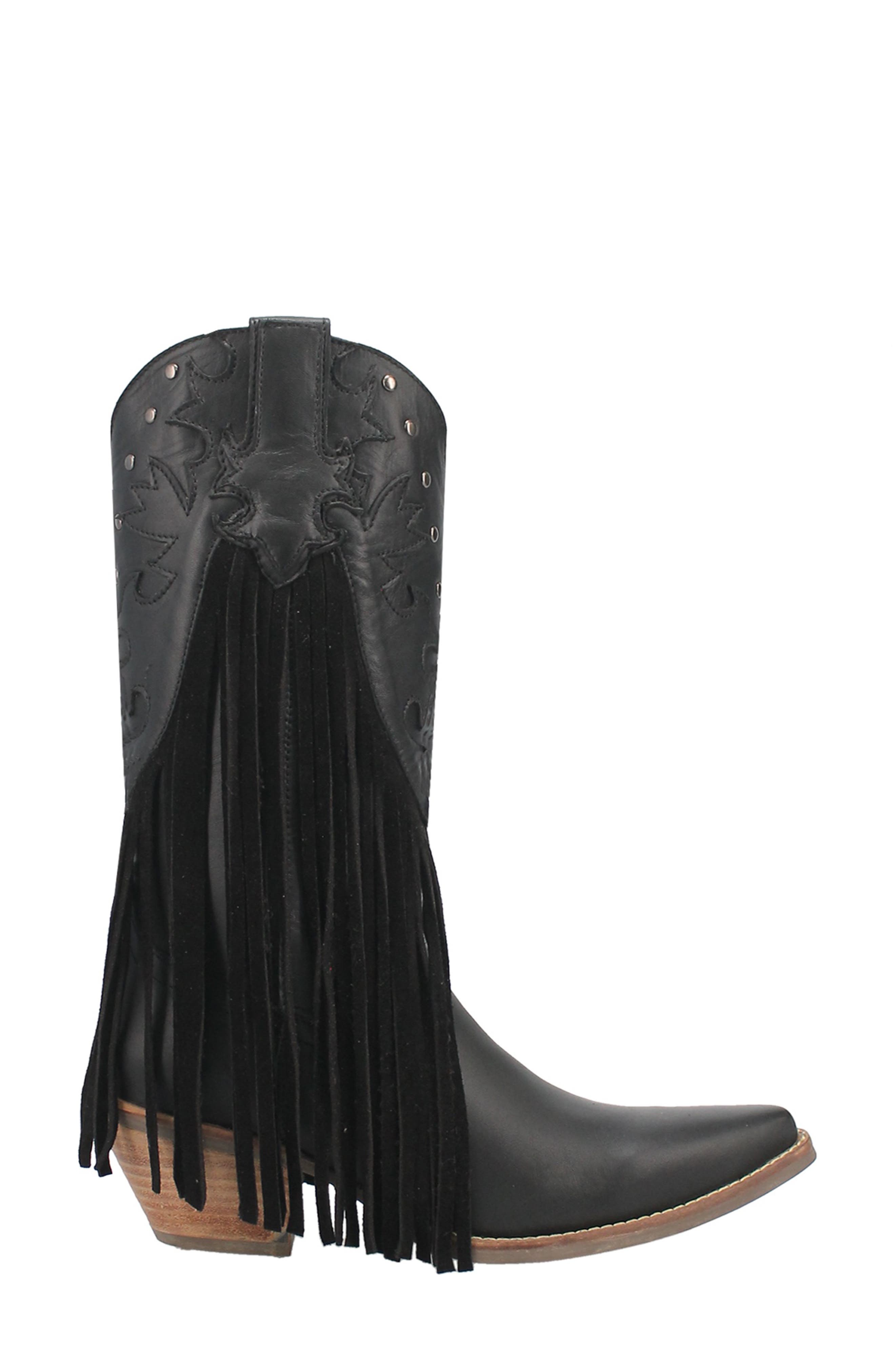 Dingo Hoedown Fringe Western Boot, Alternate, color, 