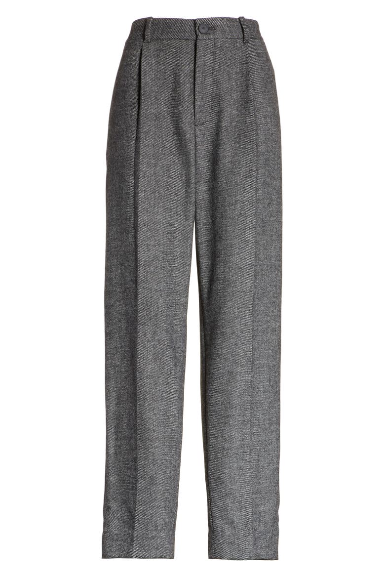 GREY Jason Wu Pleated Flannel Pants, Alternate, color, TIN GREY/ BLACK