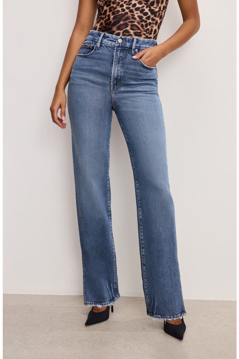 SoftTech Good Boy Slit Hem High Waist Straight Leg Jeans, Alternate, color, INDIGO737