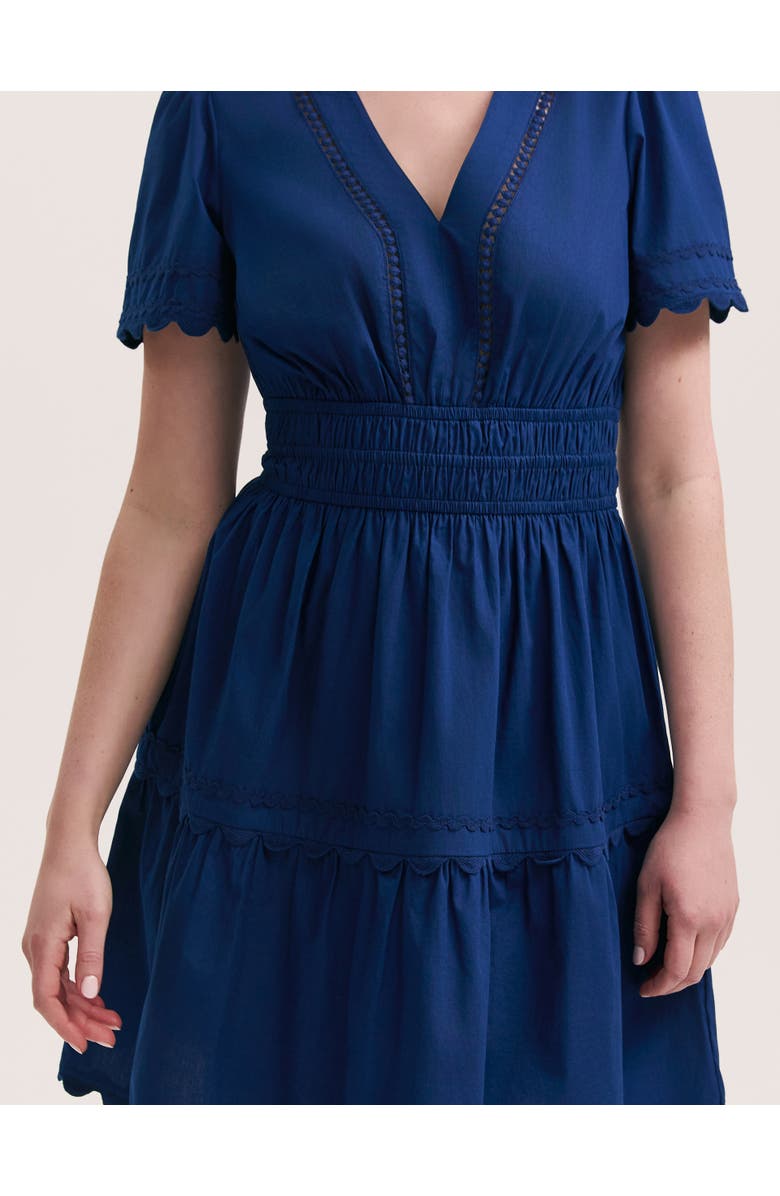 Finery London Reece Ric Rac Trim Cotton Short Dress, Alternate, color, Indigo