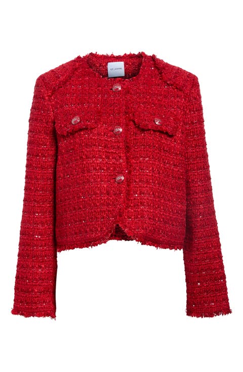 Fringe-Trimmed Tweed Jacket