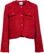 ST. JOHN Fringe-Trimmed Tweed Jacket