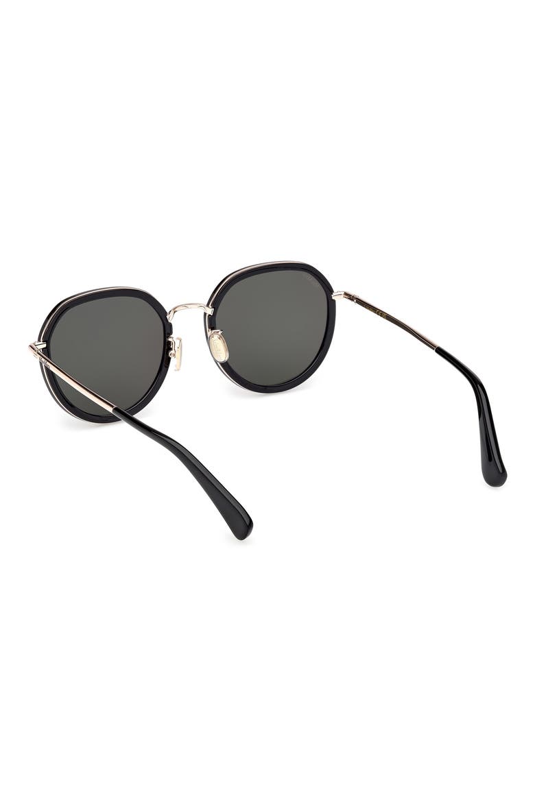 57mm Round Sunglasses, Alternate, color, SHINY BLACK / SMOKE