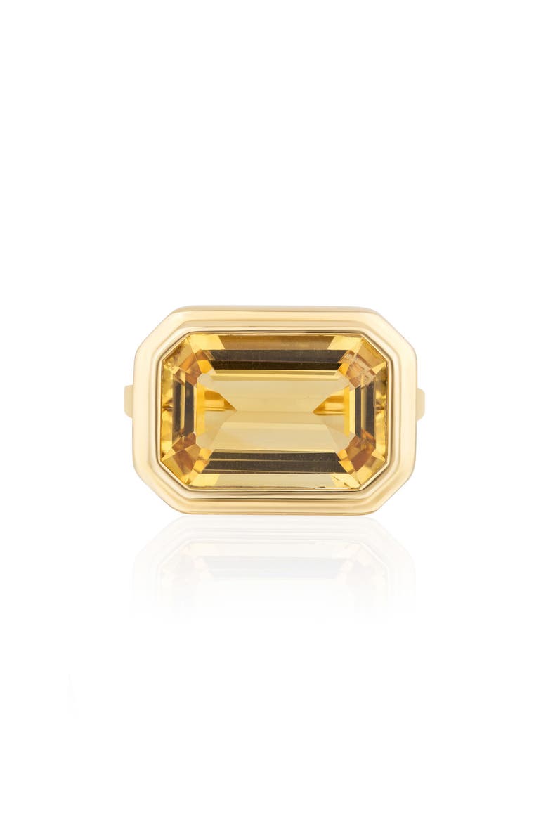 Manhattan East West Emerald Cut Ring, Main, color, YELLOW