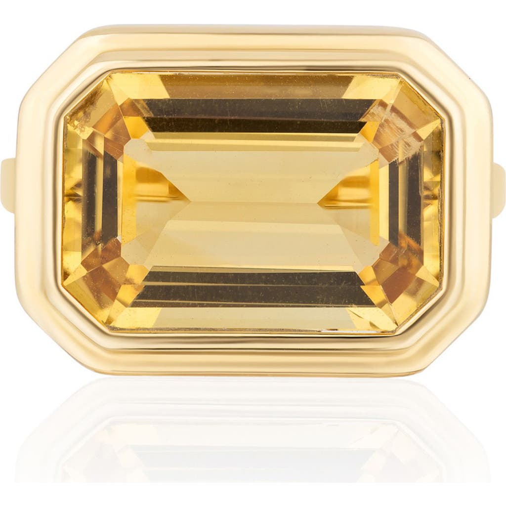 Goshwara Manhattan East West Emerald Cut Ring In Yellow