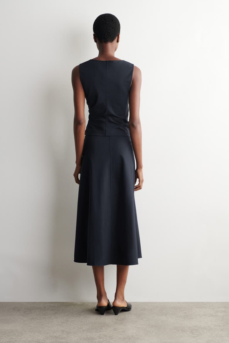 Twist-Detail Jersey Midi Skirt, Alternate, color, NAVY
