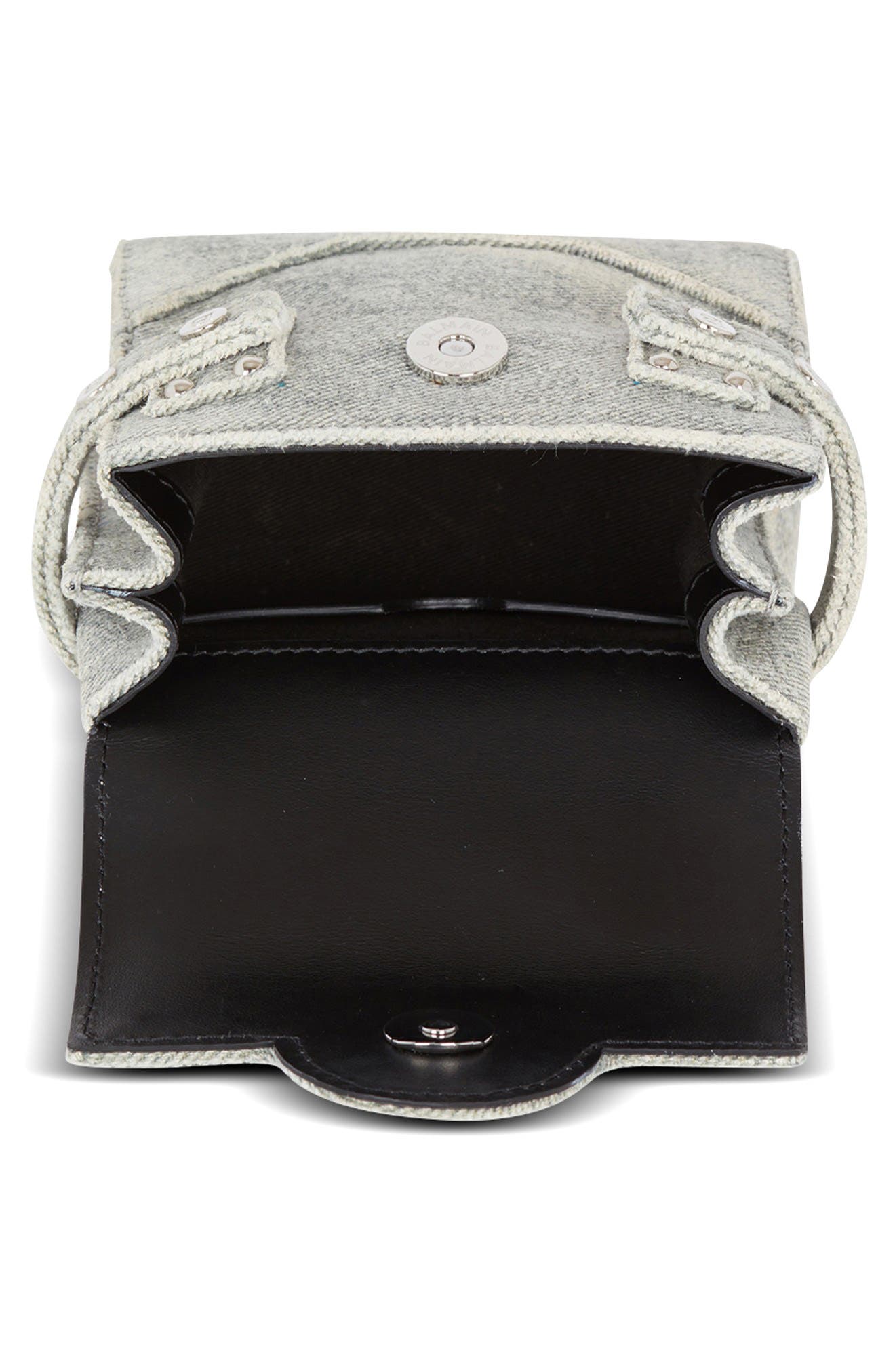 Balmain Mini B-Buzz Denim Crossbody, Alternate, color, 