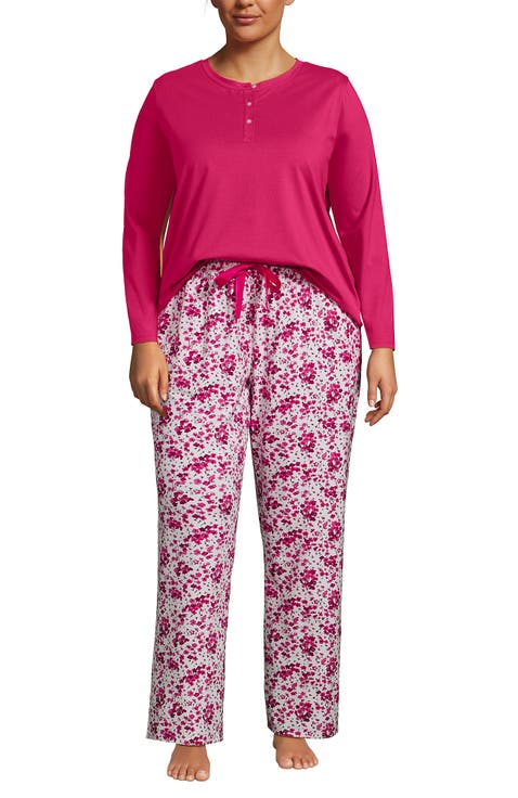 Knit 2 Piece Pajama Set - Long Sleeve Top and Pants