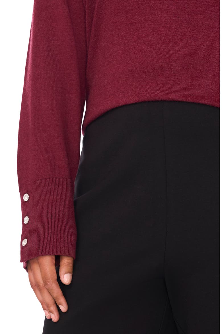 Button Cuff Cotton Blend Sweater, Alternate, color, BURGUNDY