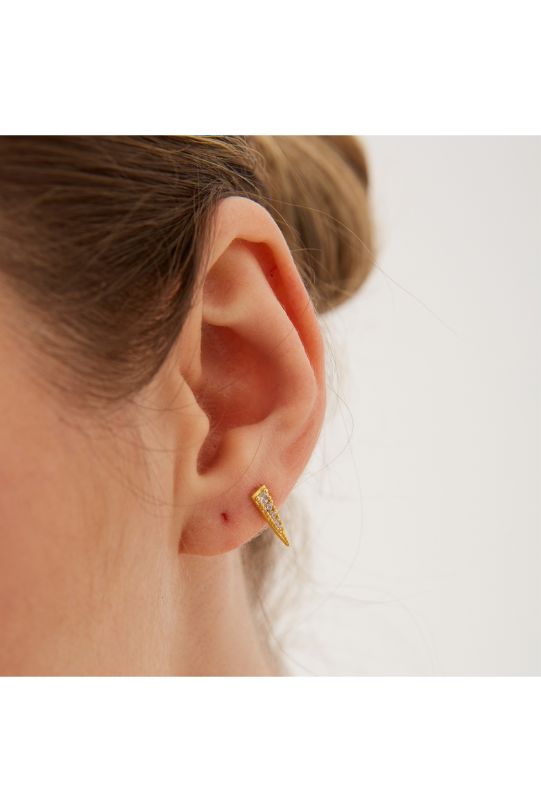 Long Pave Dagger Stud Earrings, Alternate, color, Gold