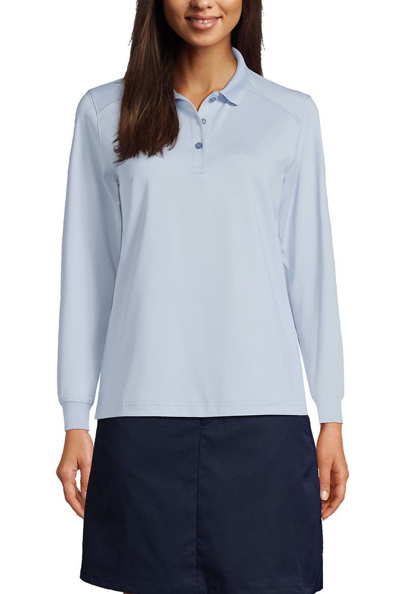 School Uniform  Long Sleeve Rapid Dry Polo Shirt, Main, color, Blue