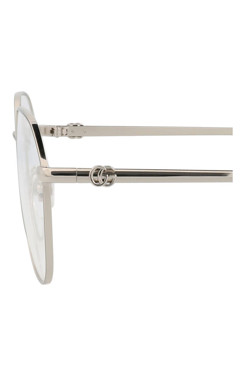 Gucci 54mm Round Optical Glasses, Alternate, color, Silver Silver Transparent