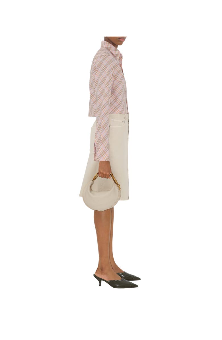 Burberry Cropped Check Cotton Shirt, Alternate, color, Floss Pink