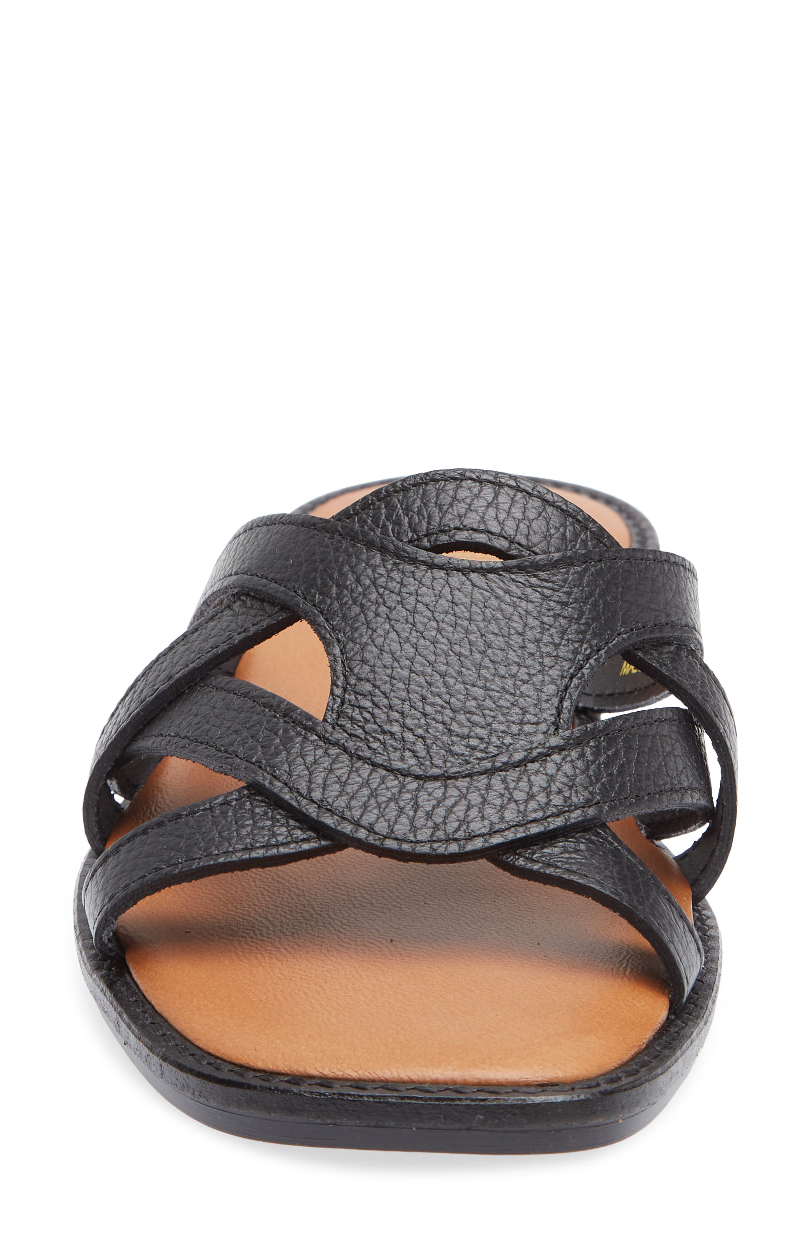 La Canadienne Francine Leather Slide Sandal, Alternate, color, Black