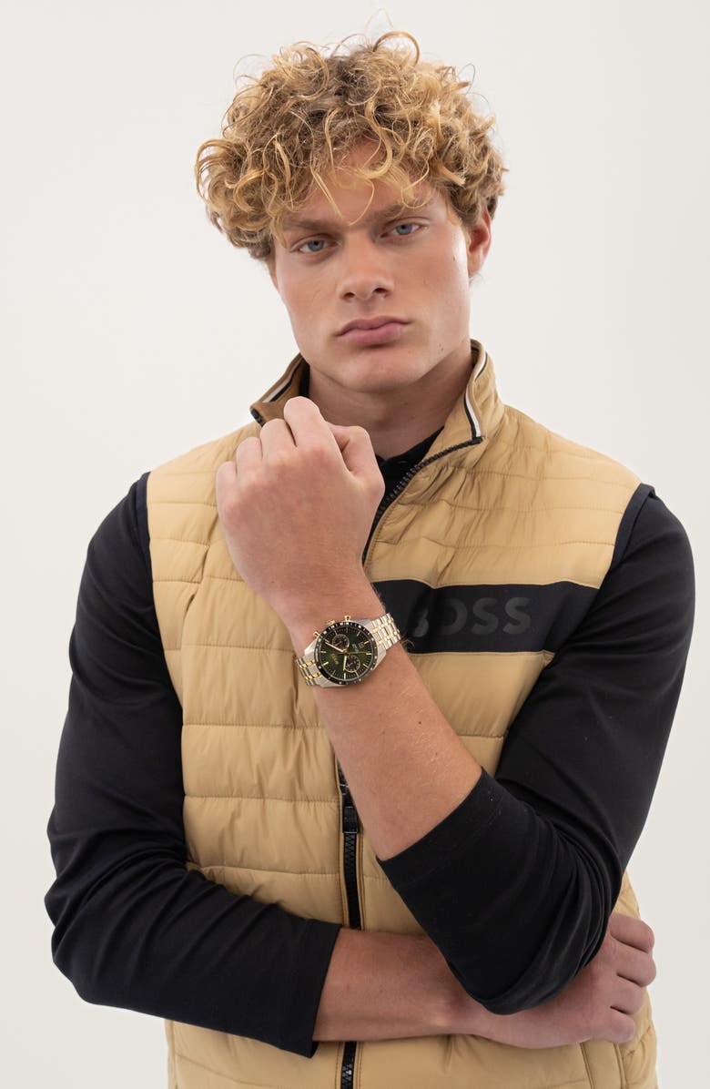 BOSS Tourmaster Chronograph Bracelet Watch, 41mm, Alternate, color, Green