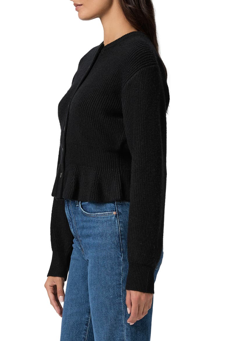 Roslin Wool Blend Peplum Cardigan, Alternate, color, BLACK