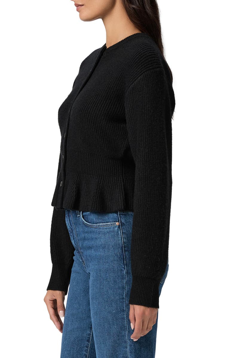 PAIGE Roslin Wool Blend Peplum Cardigan, Alternate, color, Black