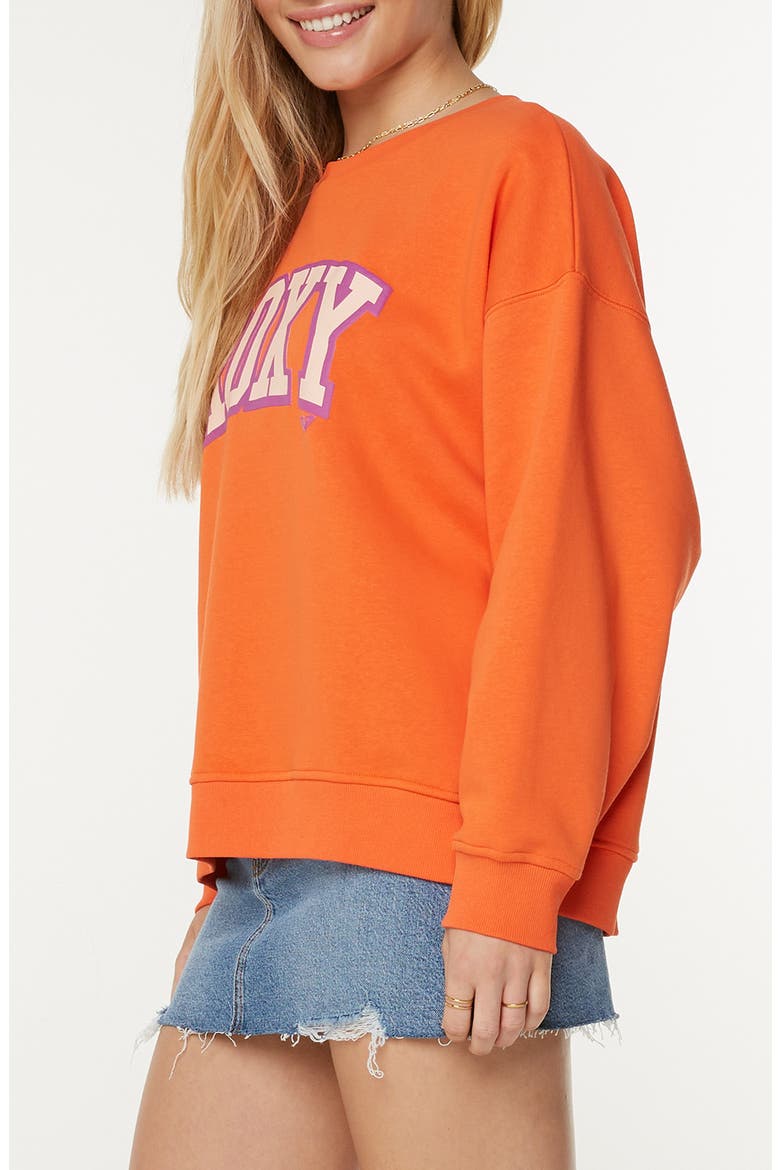 Morning Hike Oversize Fleece Logo Graphic Sweatshirt, Alternate, color, TIGERLILY ROXY COLLEGE