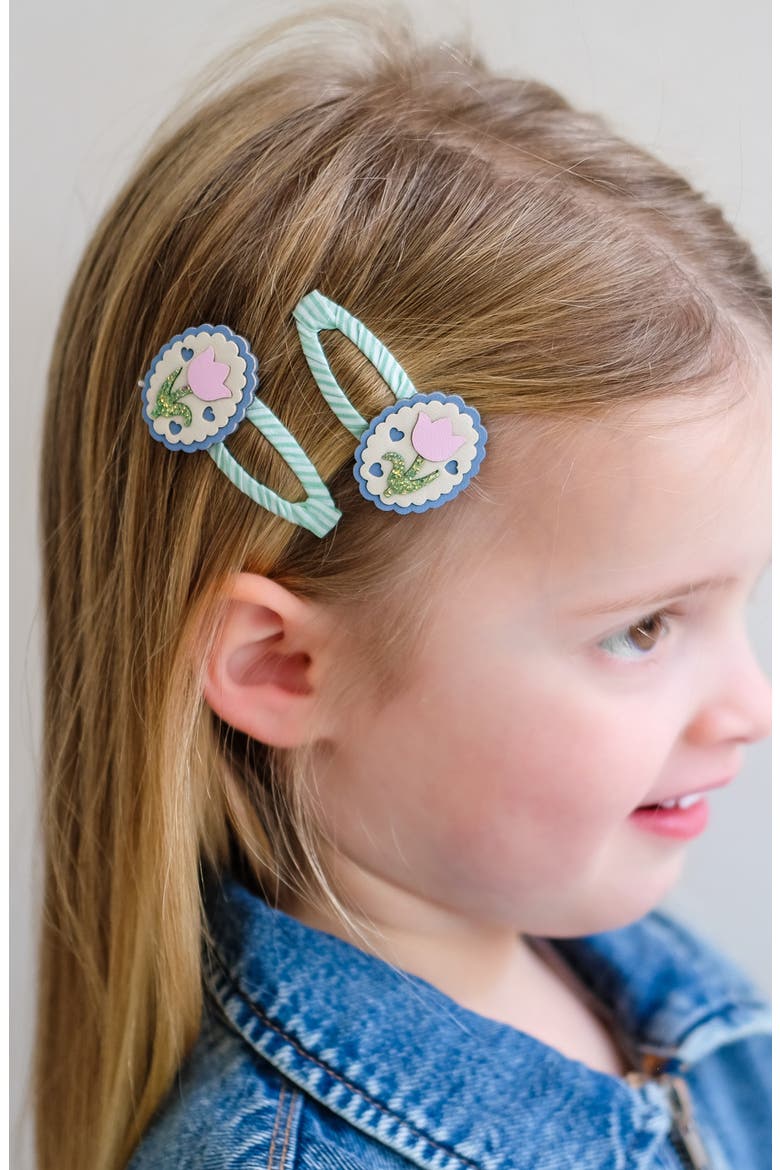 Kids' Scallop Tulip 2-Pack Clic Clac Clips, Alternate, color, PINK