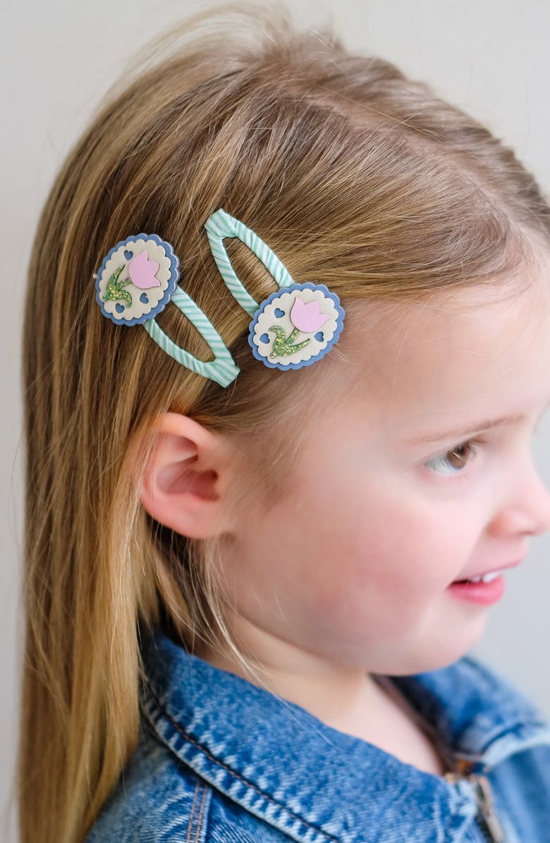 Mimi & Lula Kids' Scallop Tulip 2-Pack Clic Clac Clips, Alternate, color, Pink