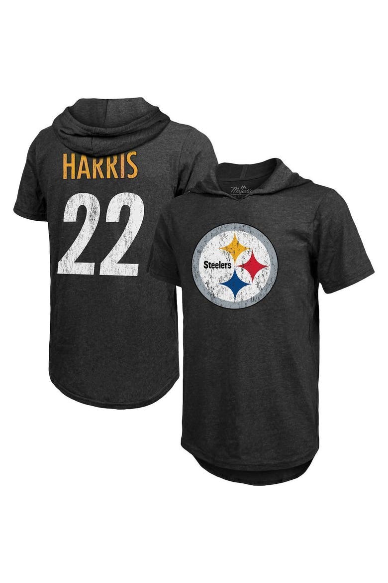 Men's Majestic Threads Najee Harris Black Pittsburgh Steelers Player Name & Number Tri-Blend Hoodie T-Shirt, Main, color, Black