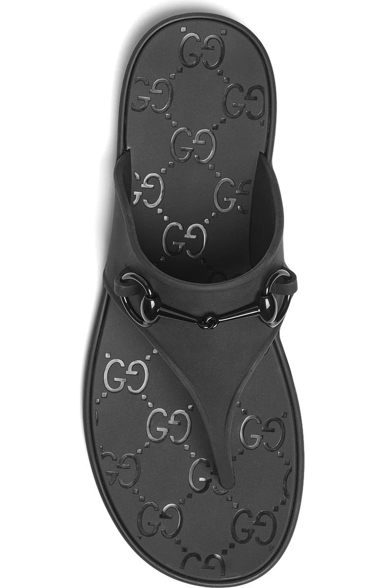 Gucci Minorca Horsebit Rubber Sandal, Alternate, color, Nero