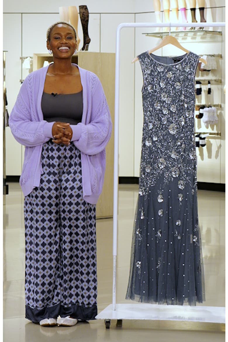 Beaded Godet Hem Cocktail Dress video