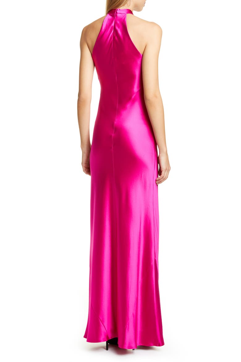 The Eve Halter Neck Silk Gown, Alternate, color, MAGENTA