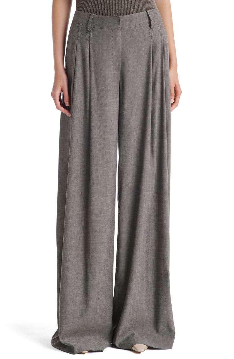 TWP New Didi Pleat Wool Blend Wide Leg Pants, Main, color, Taupe