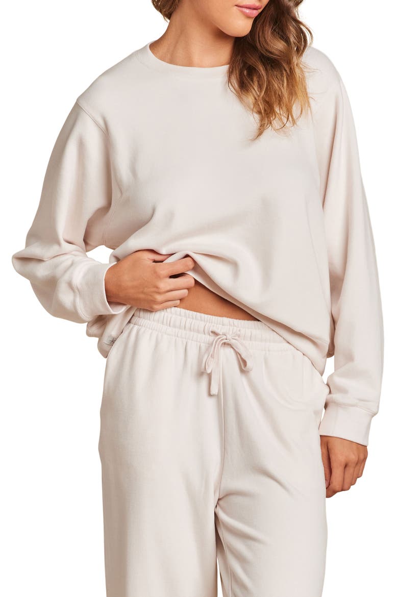 Malibu Collection® Brushed Fleece Pullover, Main, color, SAND DUNE