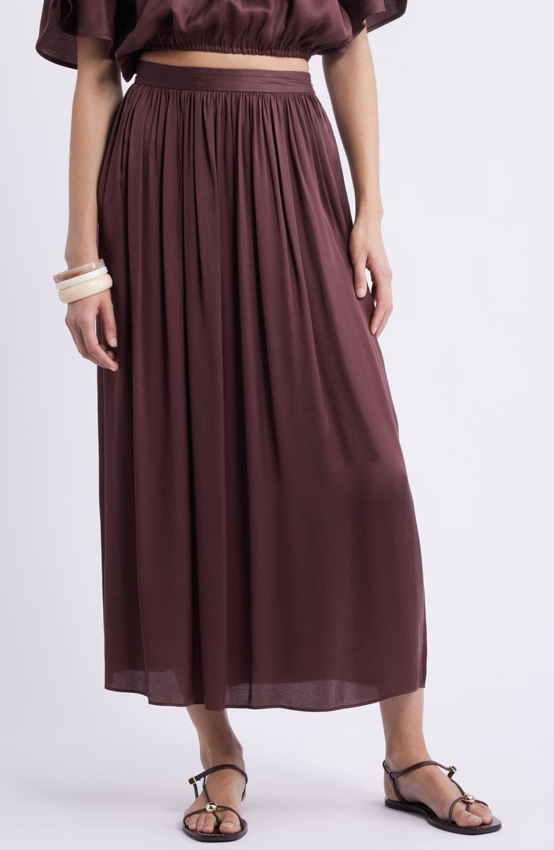 Nordstrom Gathered Midi Skirt, Main, color, Brown Malicacia