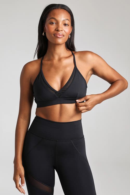 Shop Losano V Neck Mesh Panel Bra In Black