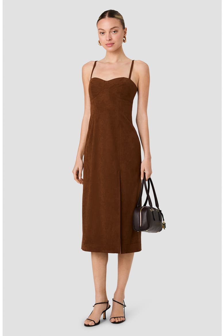 Sonja Sleeveless Faux Suede Midi Dress, Alternate, color, CHESTNUT BROWN