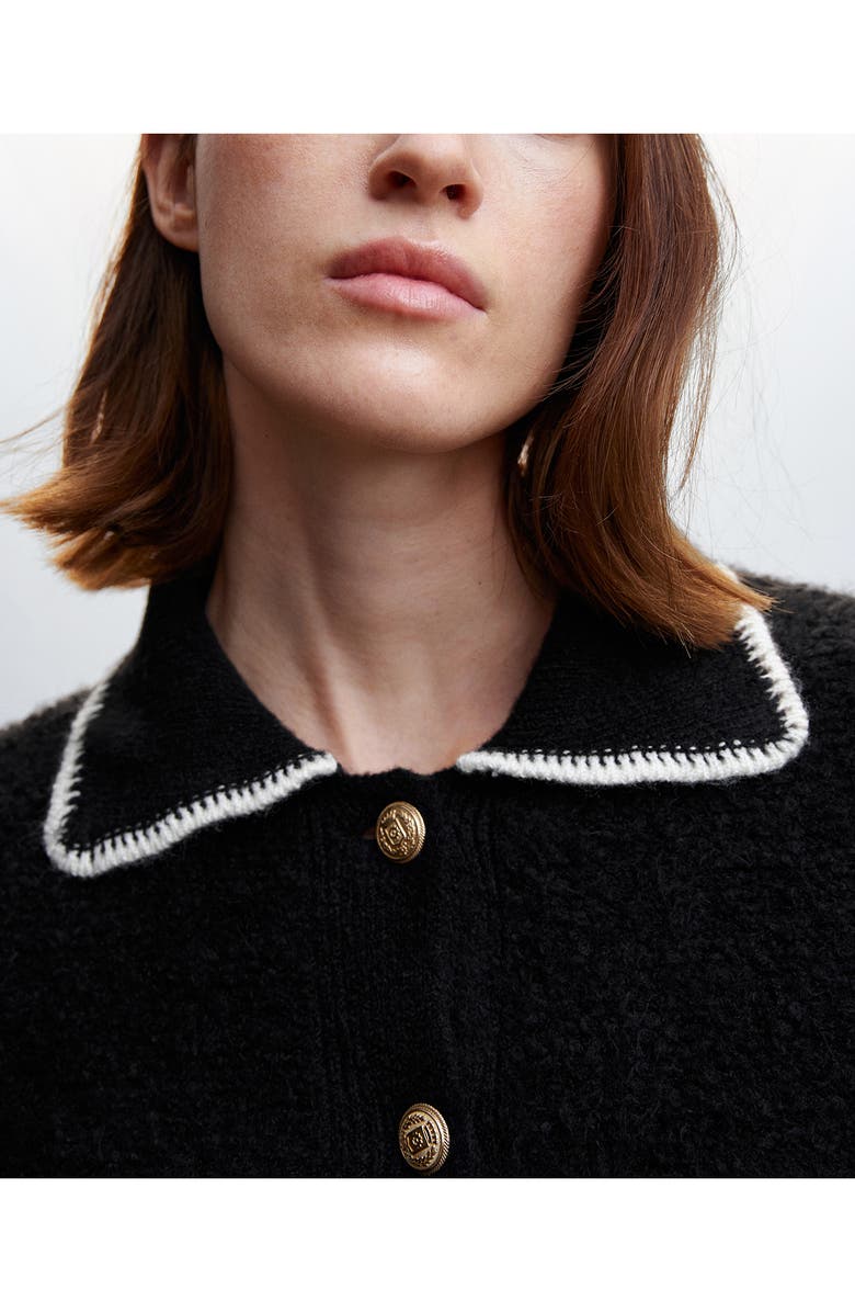 MANGO Contrast Trim Crop Cardigan, Alternate, color, 