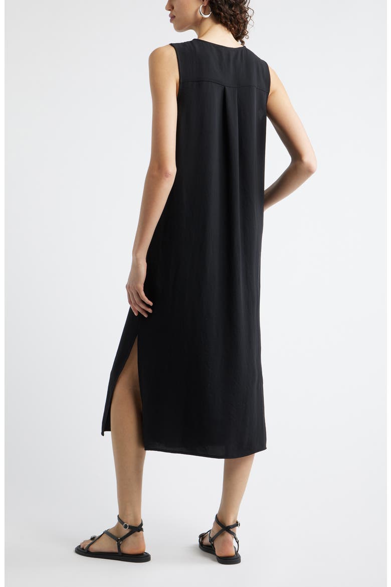 Ruffle Front Sleeveless Dress, Alternate, color, BLACK