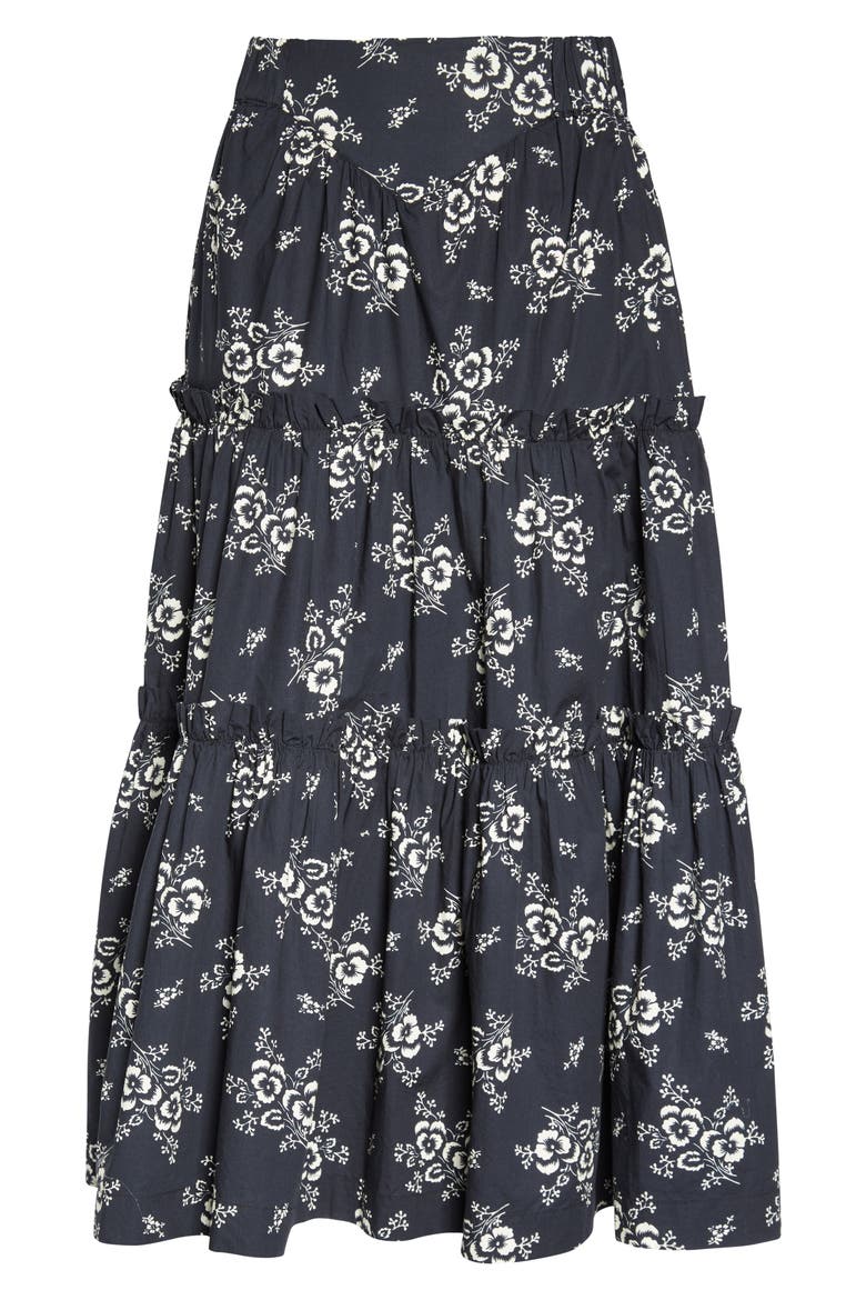 Sea Alessia Print Tiered Skirt, Alternate, color, BLACK